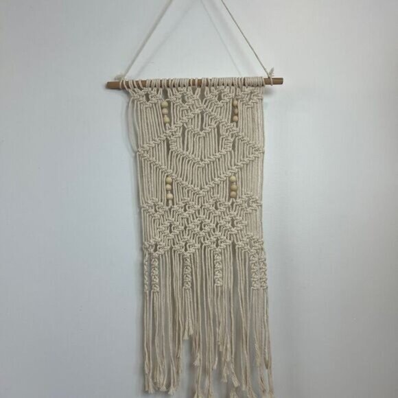 Vintage Hand Woven Macrame BOHO Fringed Wall Tapestry Hanging Decor - Picture 1 of 7